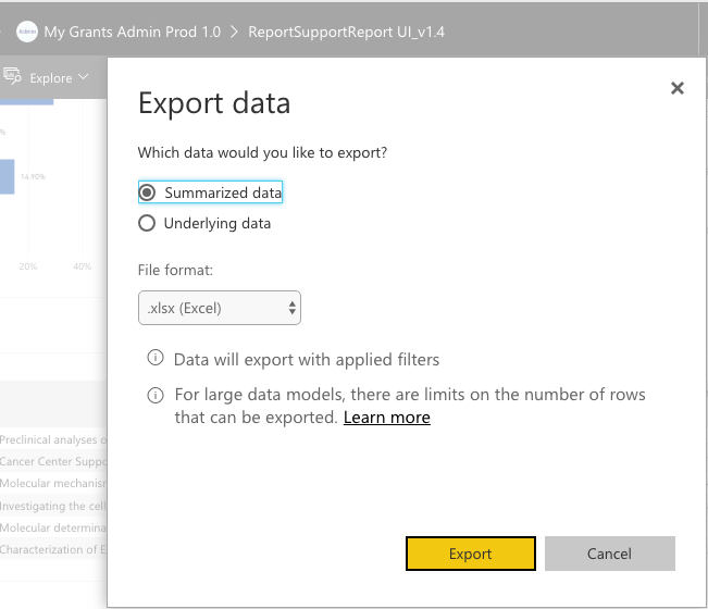 Export Data Export Data