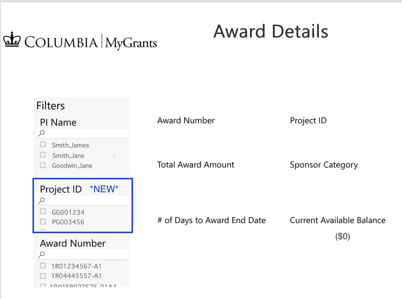 Project ID Filter